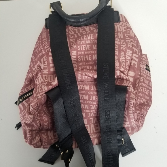 Steve Madden Branded Satin Drawstring Backpack Blush Pink - Picture 3 of 14